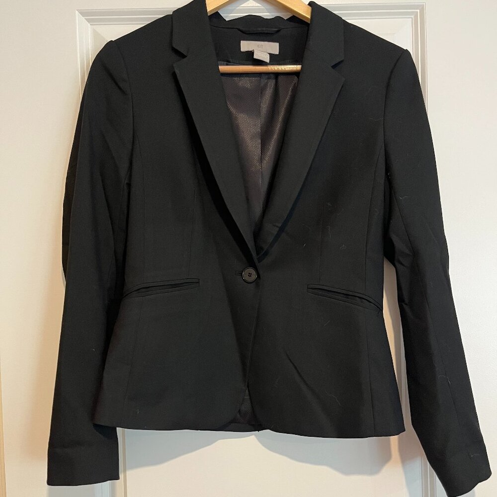 Women's Black H&M Lined Single Button Blazer, Size 6